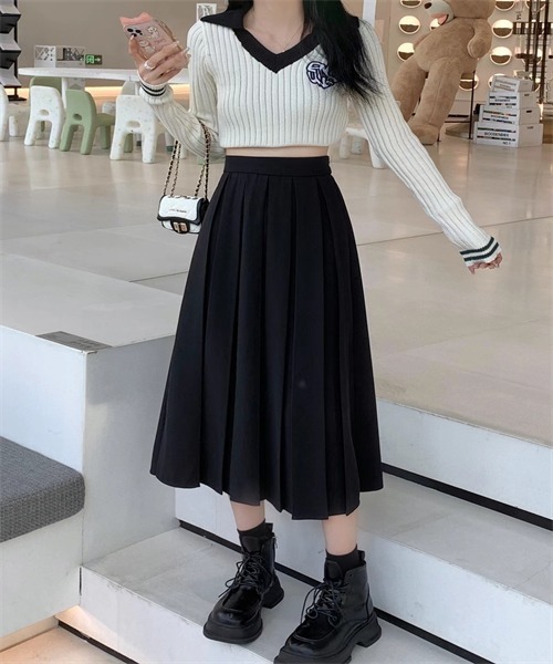 FREE STYLISTS（フリー スタイリスト）の「幅広プリーツスカート（スカート・レディース・ブラウン/ベージュ/チャコールグレー/ライトブラウン/ブラック・XL/L/M/S/XS）」の10枚目の写真