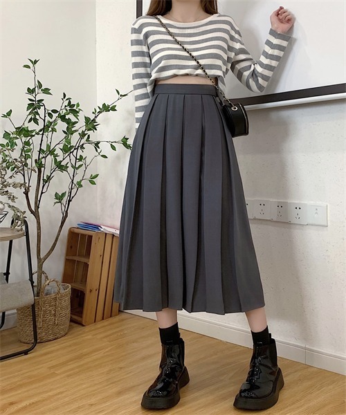 FREE STYLISTS（フリー スタイリスト）の「幅広プリーツスカート（スカート・レディース・ブラウン/ベージュ/チャコールグレー/ライトブラウン/ブラック・XL/L/M/S/XS）」の20枚目の写真