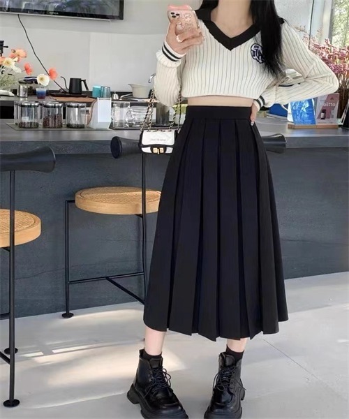 FREE STYLISTS（フリー スタイリスト）の「幅広プリーツスカート（スカート・レディース・ブラウン/ベージュ/チャコールグレー/ライトブラウン/ブラック・XL/L/M/S/XS）」の7枚目の写真