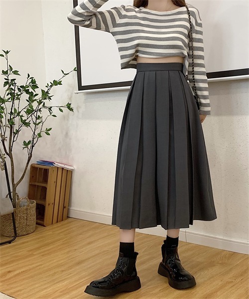 FREE STYLISTS（フリー スタイリスト）の「幅広プリーツスカート（スカート・レディース・ブラウン/ベージュ/チャコールグレー/ライトブラウン/ブラック・XL/L/M/S/XS）」の19枚目の写真