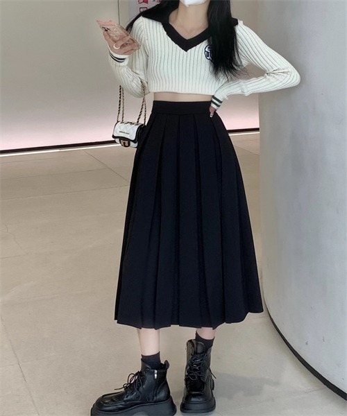 FREE STYLISTS（フリー スタイリスト）の「幅広プリーツスカート（スカート・レディース・ブラウン/ベージュ/チャコールグレー/ライトブラウン/ブラック・XL/L/M/S/XS）」の9枚目の写真