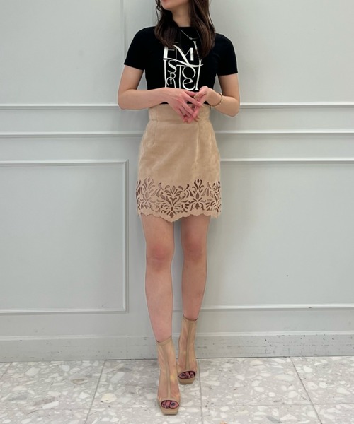 EIMY ISTOIRE（エイミーイストワール）の「フェイクスエードダマスクカットミニスカート（スカート・レディース・ピンク/アイボリー/ベージュ・S/M）」の10枚目の写真