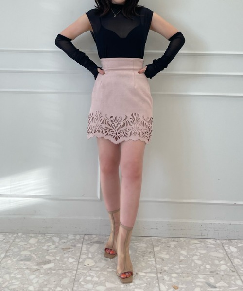 EIMY ISTOIRE（エイミーイストワール）の「フェイクスエードダマスクカットミニスカート（スカート・レディース・ピンク/アイボリー/ベージュ・S/M）」の15枚目の写真