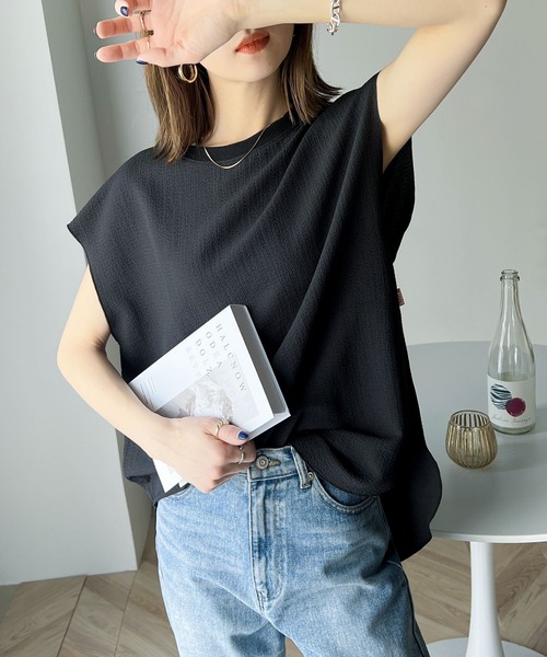 Java（ジャバ）の「《JaVa ジャバコラボ》大人の魅力。フレンチスリーブシンプルシャツ（Tシャツ/カットソー・レディース・オレンジ/ブラック/グレイッシュベージュ/ホワイト・LARGE/MEDIUM/SMALL/X-LARGE）」の7枚目の写真