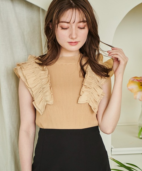 NOELA（ノエラ）の「フリルスリーブニット（ニット/セーター・レディース・イエロー/ブラック/オフホワイト・フリー）」の15枚目の写真