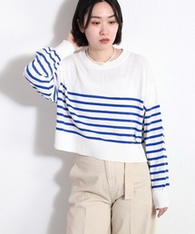 パネルボーダーショートニット