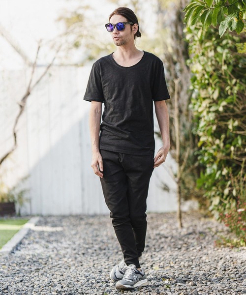 CAMBIO(カンビオ)の「mt8371- カットオフUネック半袖スラブカットソー(Tシャツ/カットソー・メンズ・ネイビー/ブラック/カーキ/グレー/ホワイト・S/M/L)」の14枚目の写真