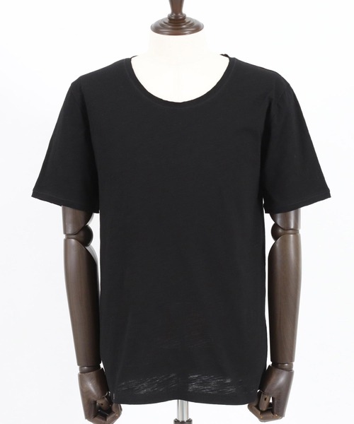 CAMBIO(カンビオ)の「mt8371- カットオフUネック半袖スラブカットソー(Tシャツ/カットソー・メンズ・ネイビー/ブラック/カーキ/グレー/ホワイト・S/M/L)」の21枚目の写真