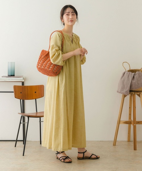 RODE SKO（ロデスコ）の「ペーパー透かし柄トートバッグ（かごバッグ・レディース・ミント/ブラウン系その他/ナチュラル・ONE）」の8枚目の写真