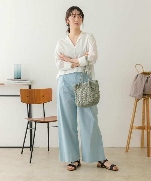 RODE SKO（ロデスコ）の「ペーパー透かし柄トートバッグ（かごバッグ・レディース・ミント/ブラウン系その他/ナチュラル・ONE）」の14枚目の写真