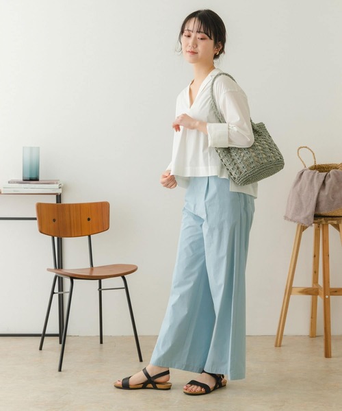 RODE SKO（ロデスコ）の「ペーパー透かし柄トートバッグ（かごバッグ・レディース・ミント/ブラウン系その他/ナチュラル・ONE）」の16枚目の写真