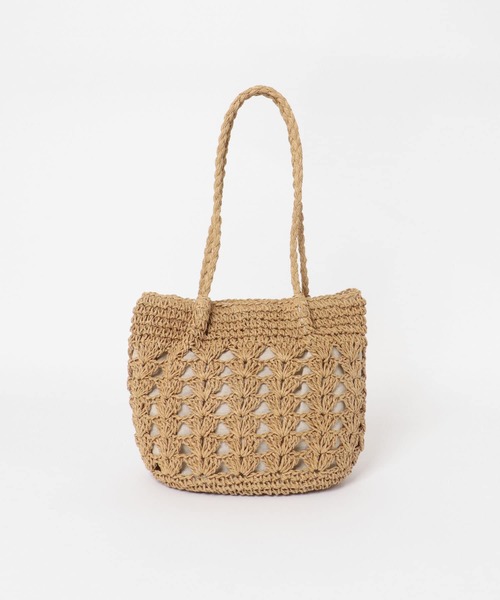 RODE SKO（ロデスコ）の「ペーパー透かし柄トートバッグ（かごバッグ・レディース・ミント/ブラウン系その他/ナチュラル・ONE）」の18枚目の写真