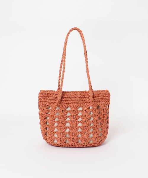 RODE SKO（ロデスコ）の「ペーパー透かし柄トートバッグ（かごバッグ・レディース・ミント/ブラウン系その他/ナチュラル・ONE）」の19枚目の写真