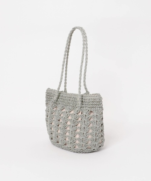 RODE SKO（ロデスコ）の「ペーパー透かし柄トートバッグ（かごバッグ・レディース・ミント/ブラウン系その他/ナチュラル・ONE）」の21枚目の写真