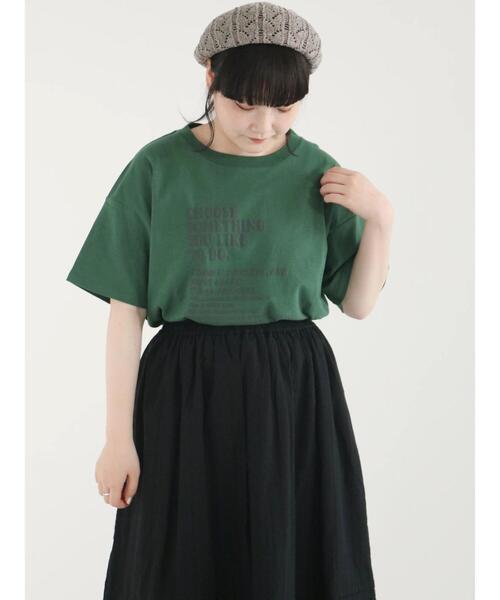 Samansa Mos2(サマンサ モスモス)の「発泡ロゴプリントTシャツ(Tシャツ/カットソー・レディース・グリーン/ベージュ/キナリ/ブラック・フリ-)」の5枚目の写真