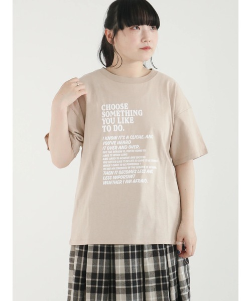 Samansa Mos2(サマンサ モスモス)の「発泡ロゴプリントTシャツ(Tシャツ/カットソー・レディース・グリーン/ベージュ/キナリ/ブラック・フリ-)」の4枚目の写真