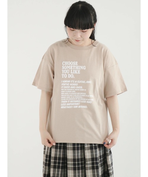 Samansa Mos2(サマンサ モスモス)の「発泡ロゴプリントTシャツ(Tシャツ/カットソー・レディース・グリーン/ベージュ/キナリ/ブラック・フリ-)」の14枚目の写真