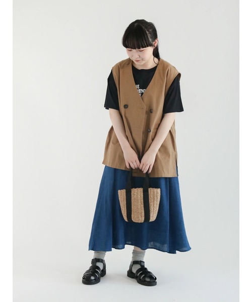 Samansa Mos2(サマンサ モスモス)の「発泡ロゴプリントTシャツ(Tシャツ/カットソー・レディース・グリーン/ベージュ/キナリ/ブラック・フリ-)」の15枚目の写真