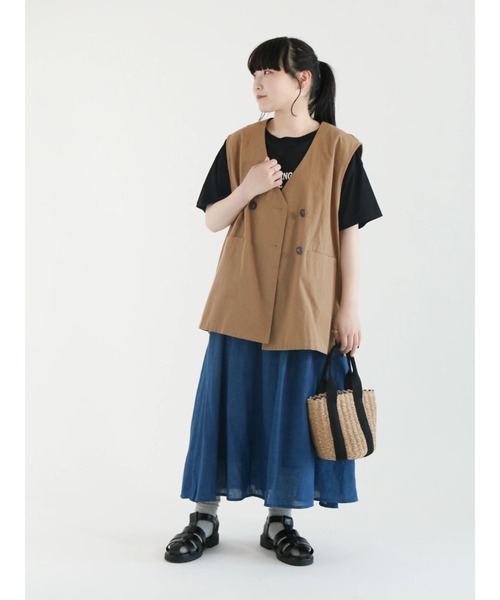 Samansa Mos2(サマンサ モスモス)の「発泡ロゴプリントTシャツ(Tシャツ/カットソー・レディース・グリーン/ベージュ/キナリ/ブラック・フリ-)」の16枚目の写真