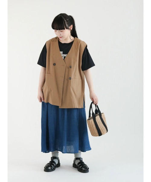 Samansa Mos2(サマンサ モスモス)の「発泡ロゴプリントTシャツ(Tシャツ/カットソー・レディース・グリーン/ベージュ/キナリ/ブラック・フリ-)」の17枚目の写真