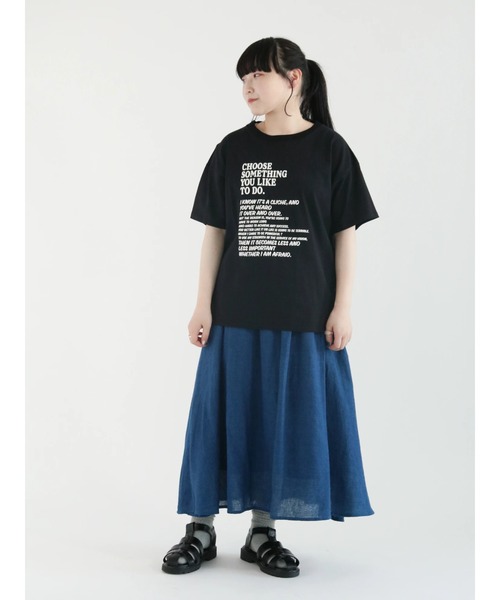 Samansa Mos2(サマンサ モスモス)の「発泡ロゴプリントTシャツ(Tシャツ/カットソー・レディース・グリーン/ベージュ/キナリ/ブラック・フリ-)」の18枚目の写真