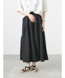 Samansa Mos2 blue | ポコポコドット切替スカート(スカート)