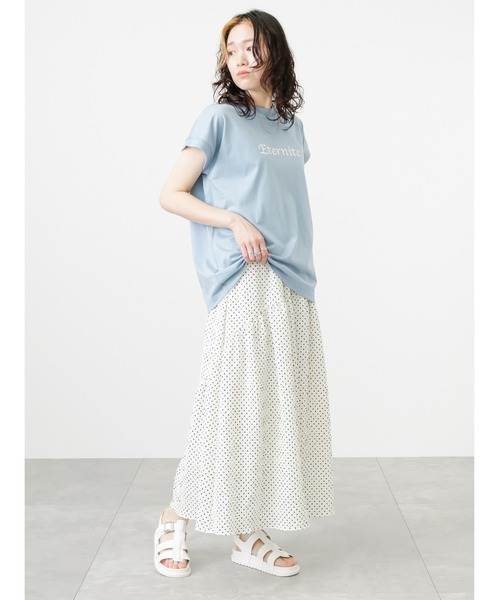 Samansa Mos2 blue（サマンサモスモスブルー）の「ポコポコドット切替スカート（スカート・レディース・キナリ/ブルー/ブラック・ﾌﾘ-）」の4枚目の写真