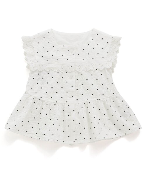 Seraph（セラフ）の「スクエアネックデザインブラウス（シャツ/ブラウス・キッズ・サックスブルー/オフホワイト/イエロー・130/140/120/95/90/80/100/110）」の2枚目の写真