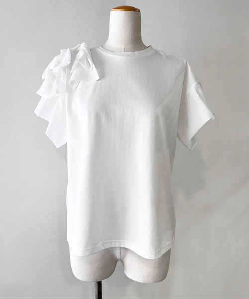 PICCIN(ピッチン)の「肩リボンカットソー(Tシャツ/カットソー・レディース・オフホワイト/ブラック・M)」の7枚目の写真