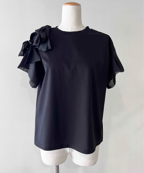 PICCIN(ピッチン)の「肩リボンカットソー(Tシャツ/カットソー・レディース・オフホワイト/ブラック・M)」の8枚目の写真