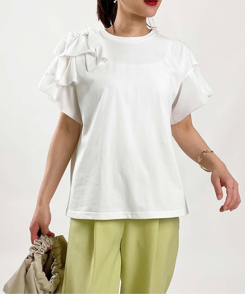 PICCIN(ピッチン)の「肩リボンカットソー(Tシャツ/カットソー・レディース・オフホワイト/ブラック・M)」の22枚目の写真