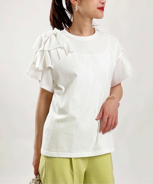 PICCIN(ピッチン)の「肩リボンカットソー(Tシャツ/カットソー・レディース・オフホワイト/ブラック・M)」の18枚目の写真