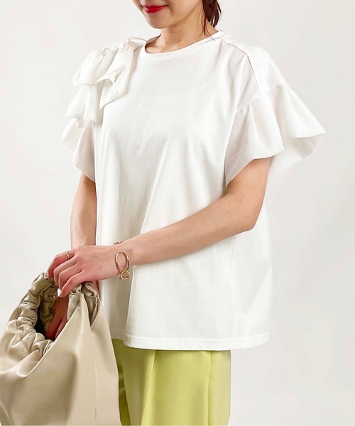 PICCIN(ピッチン)の「肩リボンカットソー(Tシャツ/カットソー・レディース・オフホワイト/ブラック・M)」の21枚目の写真