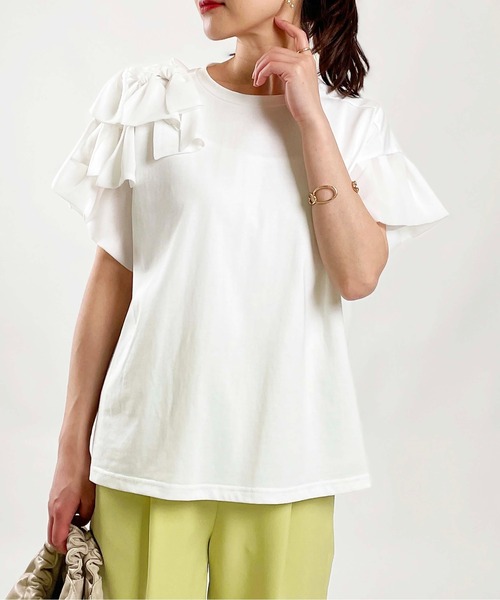 PICCIN(ピッチン)の「肩リボンカットソー(Tシャツ/カットソー・レディース・オフホワイト/ブラック・M)」の17枚目の写真