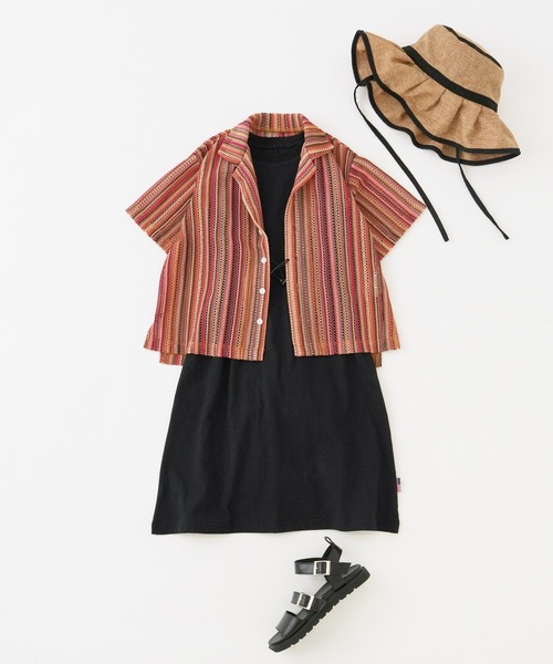 CIAOPANIC TYPY(チャオパニックティピー)の「【KIDS】バルファレースマルチストライプシャツ(シャツ/ブラウス・キッズ・グリーン/オレンジ・M/XL/XXL)」の8枚目の写真