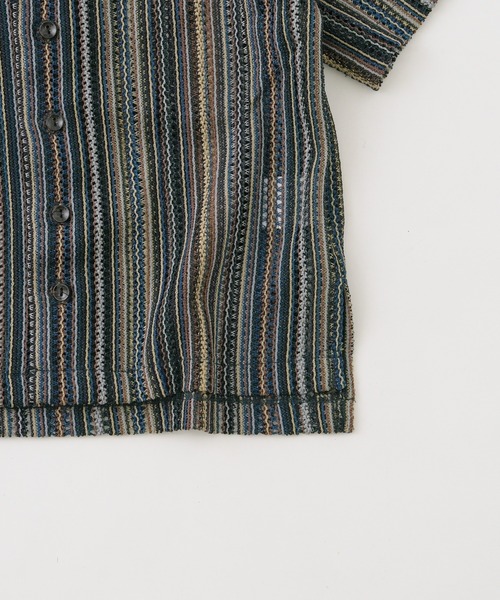 CIAOPANIC TYPY(チャオパニックティピー)の「【KIDS】バルファレースマルチストライプシャツ(シャツ/ブラウス・キッズ・グリーン/オレンジ・M/XL/XXL)」の3枚目の写真