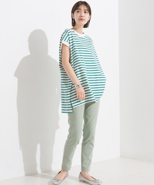 OMNES(オムネス)の「ビッグノースリーブボーダーTシャツ(Tシャツ/カットソー・レディース・ブルー/ピンク/ベージュ/グリーン/ブラック・FREE)」の14枚目の写真