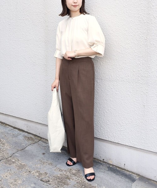 SHIPS Colors:〈洗濯機可能〉ジョーゼット タック スリーブ ブラウス