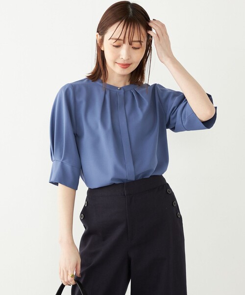 SHIPS Colors:〈洗濯機可能〉ジョーゼット タック スリーブ ブラウス