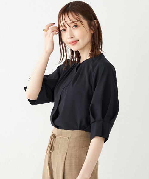 SHIPS Colors:〈洗濯機可能〉ジョーゼット タック スリーブ ブラウス