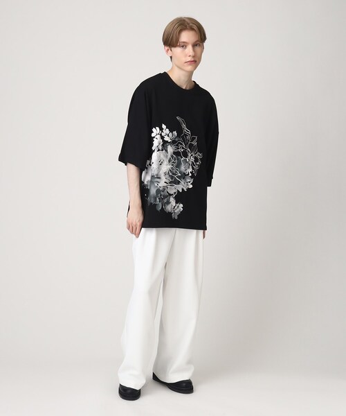 tk.TAKEO KIKUCHI（ティーケータケオキクチ）の「◆フラワー&エンブロ ムササビドルマンTシャツ（Tシャツ/カットソー・メンズ・ブラック/ホワイト・88）」の12枚目の写真
