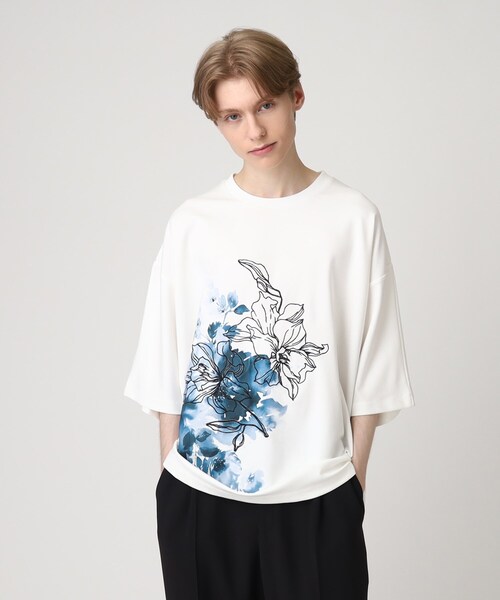 tk.TAKEO KIKUCHI（ティーケータケオキクチ）の「◆フラワー&エンブロ ムササビドルマンTシャツ（Tシャツ/カットソー・メンズ・ブラック/ホワイト・88）」の14枚目の写真