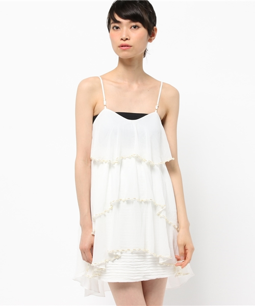 OUTLET（アウトレット）の「【Delyle noir】パールビーズコンビキャミワンピース（ワンピース・レディース・イエロー/オフホワイト/ブラック/ラベンダー・FREE）」の2枚目の写真