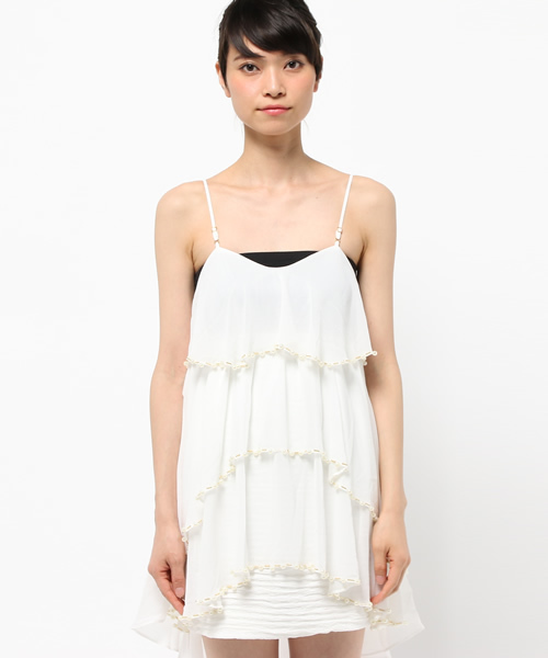OUTLET（アウトレット）の「【Delyle noir】パールビーズコンビキャミワンピース（ワンピース・レディース・イエロー/オフホワイト/ブラック/ラベンダー・FREE）」の5枚目の写真