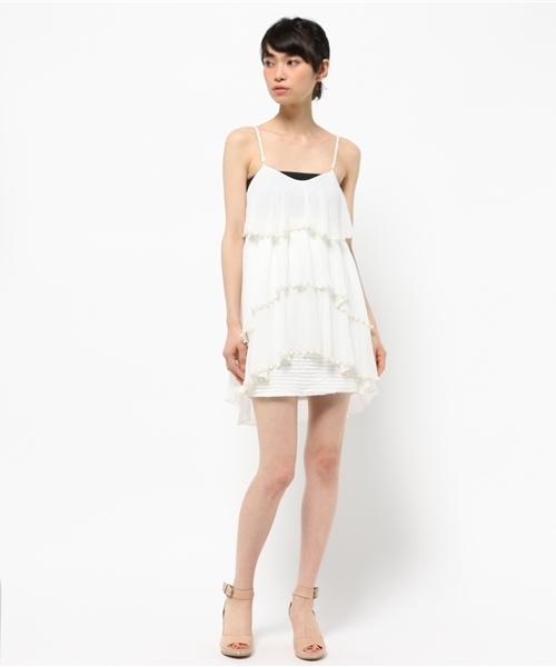 OUTLET（アウトレット）の「【Delyle noir】パールビーズコンビキャミワンピース（ワンピース・レディース・イエロー/オフホワイト/ブラック/ラベンダー・FREE）」の8枚目の写真