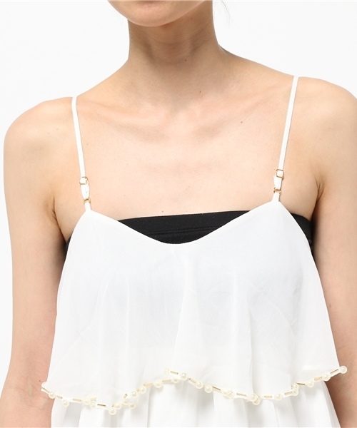 OUTLET（アウトレット）の「【Delyle noir】パールビーズコンビキャミワンピース（ワンピース・レディース・イエロー/オフホワイト/ブラック/ラベンダー・FREE）」の9枚目の写真