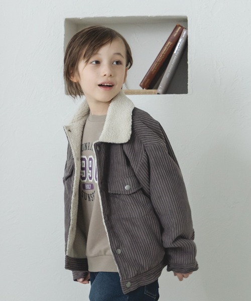 pairmanon（ペアマノン）の「【ママとおそろい】コーデュロイ シープボア シャツ ジャケット アウター（その他アウター・キッズ・チャコールグレー/ネイビー/ベージュ・150/130/110/90/100/140/120）」の2枚目の写真