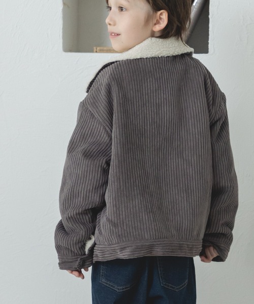 pairmanon（ペアマノン）の「【ママとおそろい】コーデュロイ シープボア シャツ ジャケット アウター（その他アウター・キッズ・チャコールグレー/ネイビー/ベージュ・150/130/110/90/100/140/120）」の4枚目の写真