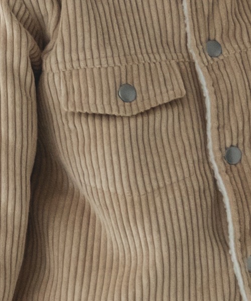pairmanon（ペアマノン）の「【ママとおそろい】コーデュロイ シープボア シャツ ジャケット アウター（その他アウター・キッズ・チャコールグレー/ネイビー/ベージュ・150/130/110/90/100/140/120）」の6枚目の写真