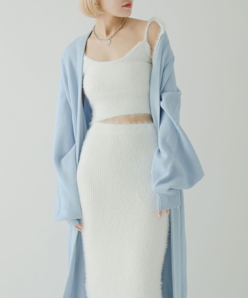 qumerry.（キュメリ）の「フラッフィーニットセットアップ（ワンピース・レディース・スモークピンク/サックスブルー/ホワイト・MEDIUM/SMALL）」の2枚目の写真